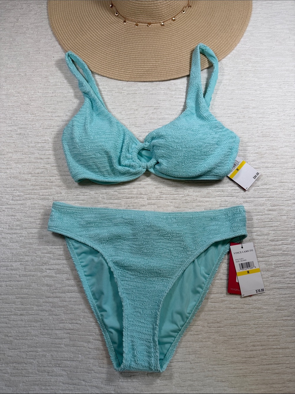 Vince Camuto ORing Bikini Top With Matching Bottoms NWT